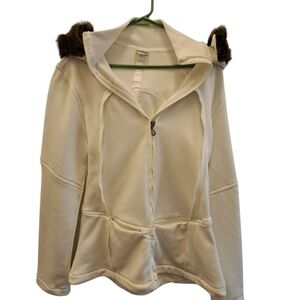 Athleta Women's Cream Hooded Jacket Size Medium Zip UP